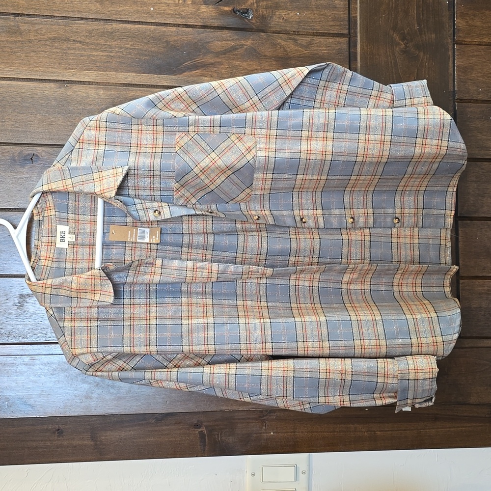 L BKE Plaid NWT with shimmer